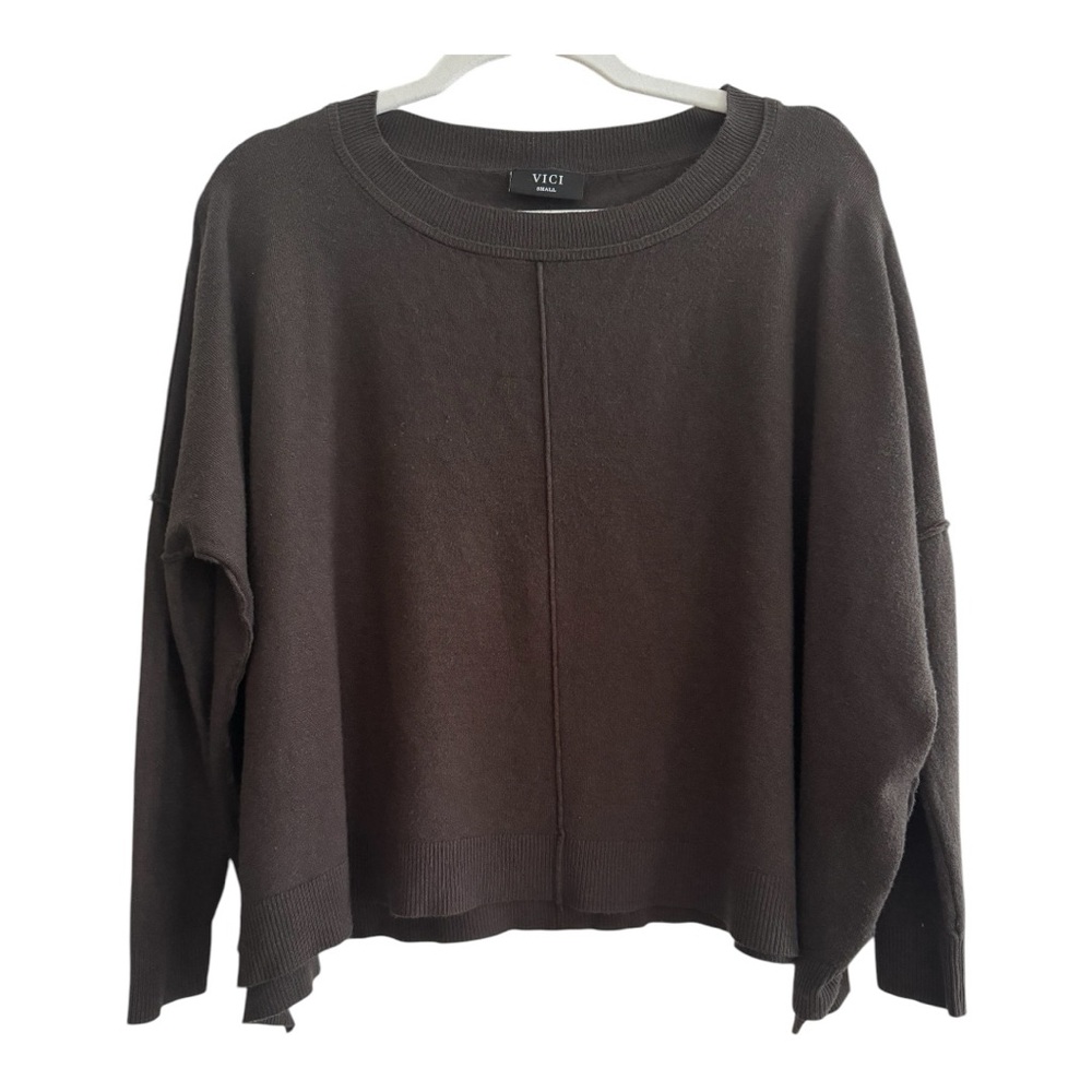 VICI Ryleigh Cashmere Blend Oversized Cropped Sweater in Charcoal Size Small